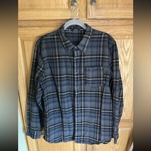 Vans shoes Black & Brown Plaid Casual Button down Flannel Shirt Surf Skate Large
